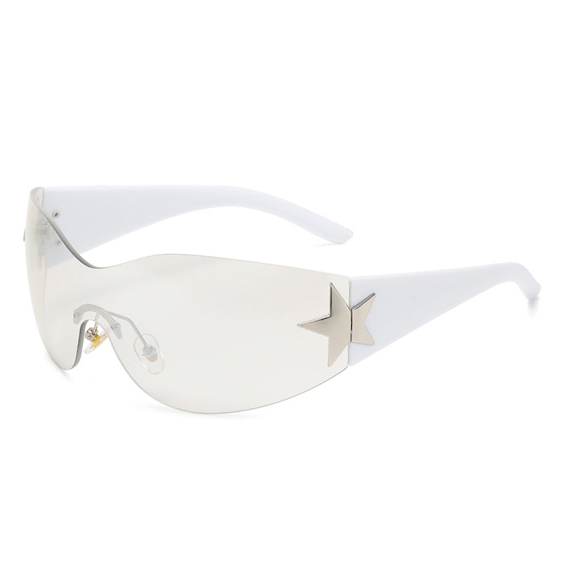 Wholesale PC Y2K Frameless Integrated Five Pointed Star Decorative Sunglasses